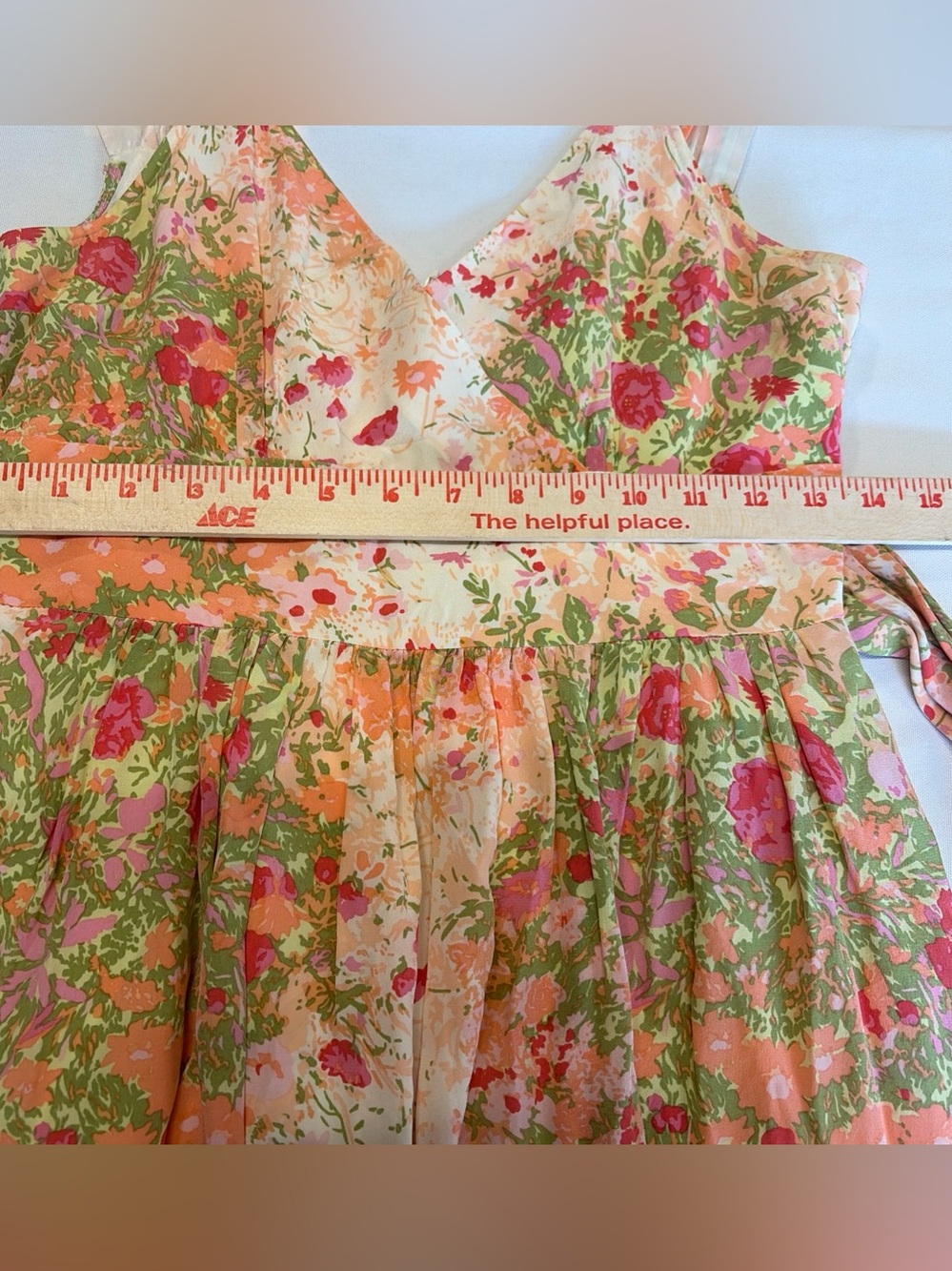 Plenty by Tracy Reese Peach, Pink & Green Floral Wrap Midi Dress - Picture 11 of 14